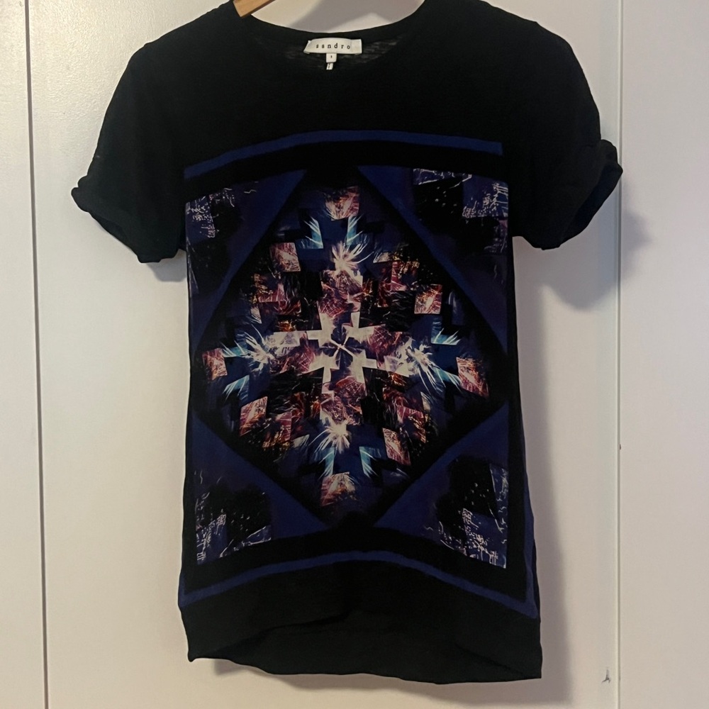 Black Graphic T-Shirt Sandro Paris